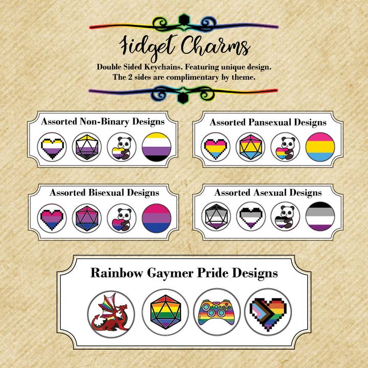 Con-Quest Crafts - Wholesale Keychain - Unisex - Pride Fidget Charms double-sided spinning keychain3