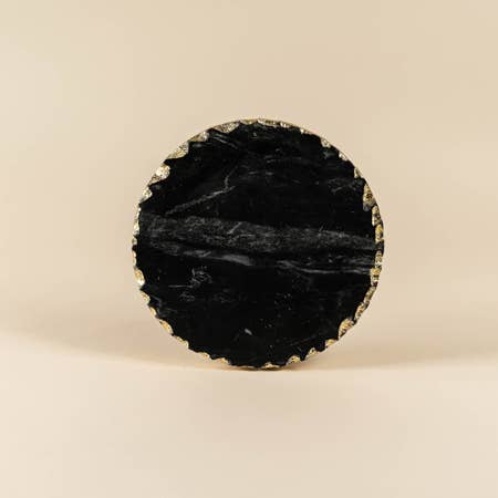 India Handicrafts Inc - Wholesale Trivet - Black Marble Trivet with Gold Edge