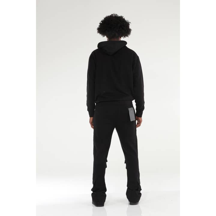 Stylo - Wholesale Top & pant set (not loungewear) – Men's - 6 Pocket Black Stacked Flare Sweatsuit3