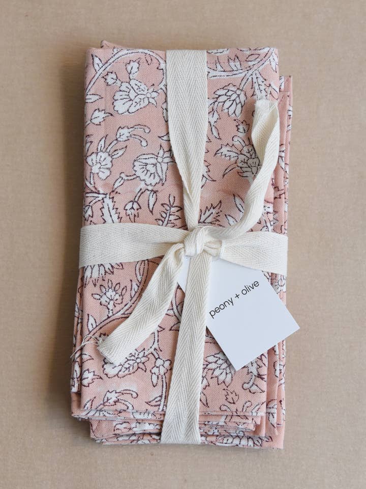 Eloise Block Print Napkins / Set of 4 for wholesale by peony + olive