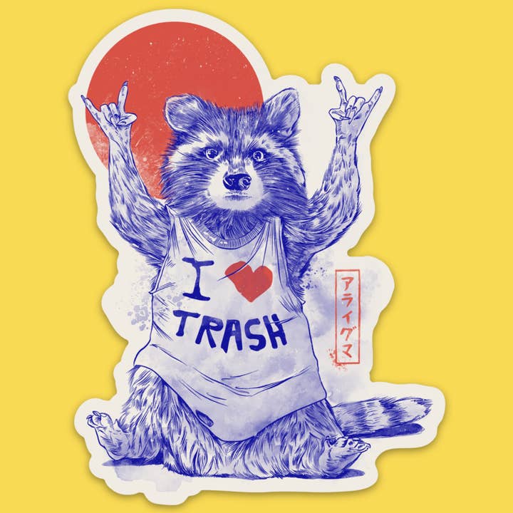 'I Love Trash' Sticker for wholesale by Wicked Clothes