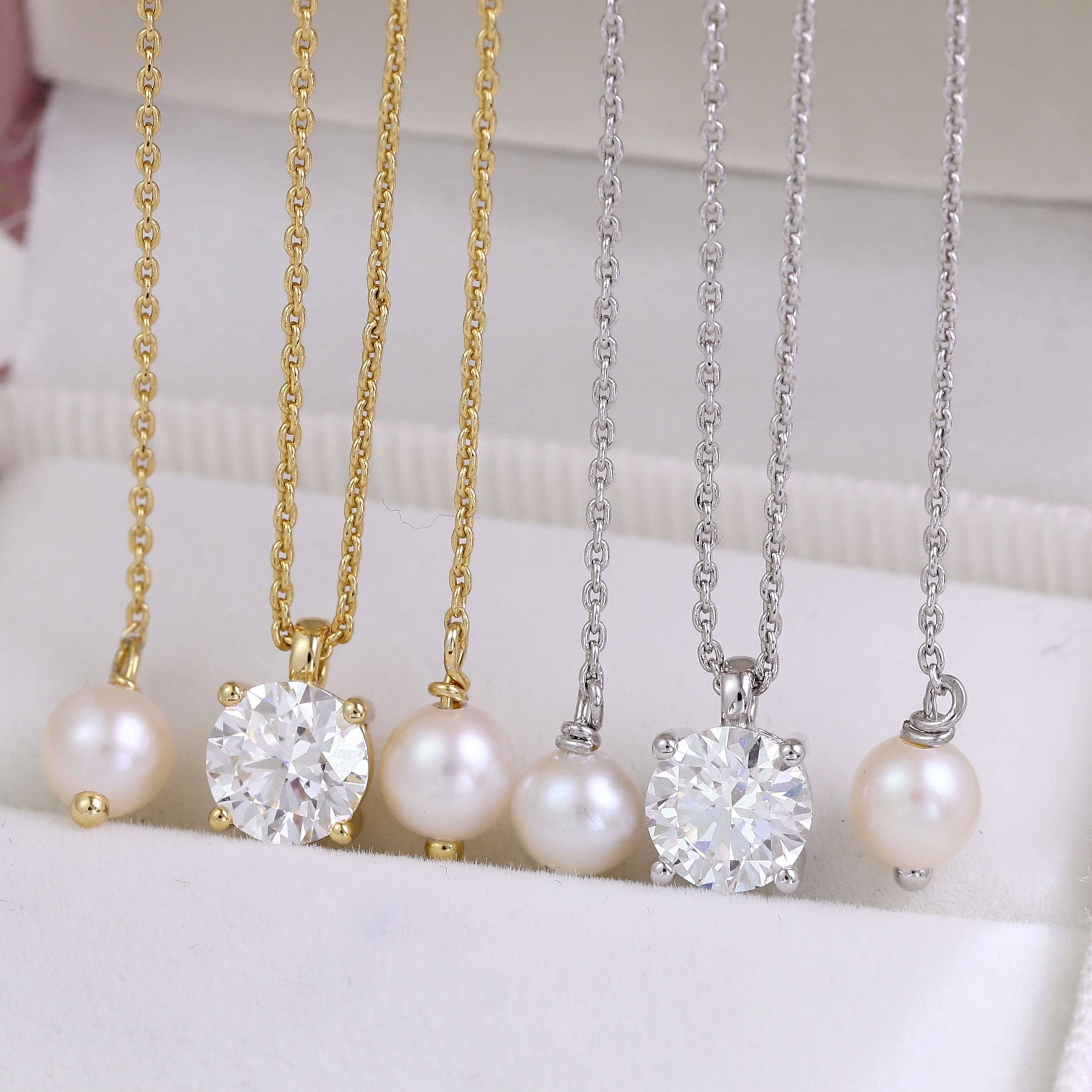 Ellison+Young - Wholesale Pendant/Charm Necklace - 1 Carat Solitaire Diamond Adjustable Necklace - White Gold Plated Sterling silver3