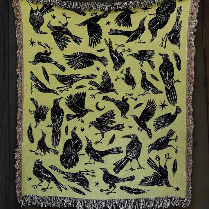 Elissa Marie Creative - Wholesale Throw Blanket - Blackbird Woven Throw Blanket | grackles | crows | ravens0