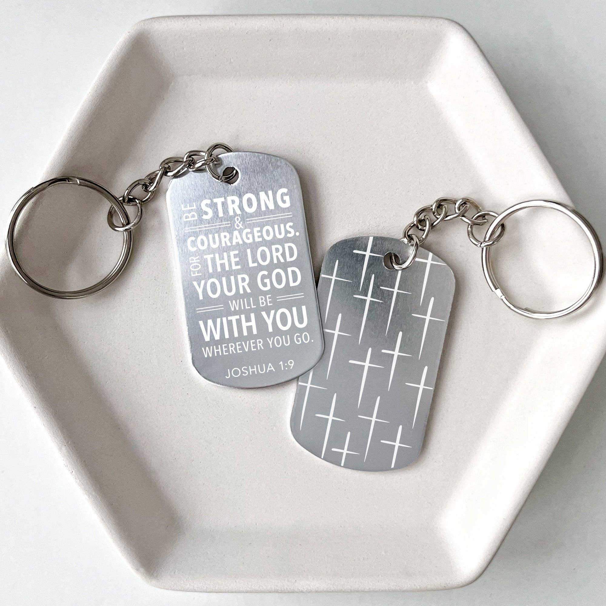 Inspired Indigo - Wholesale Keychain - Unisex - "Be Strong and Courageous" Joshua 1:9 Keychain1