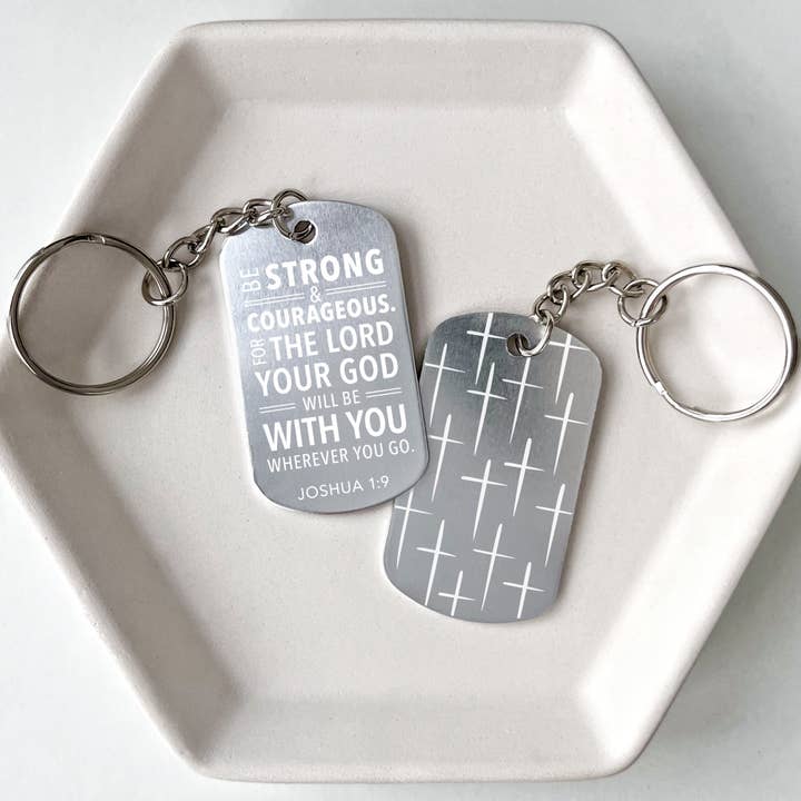 Inspired Indigo - Wholesale Keychain - Unisex - "Be Strong and Courageous" Joshua 1:9 Keychain1