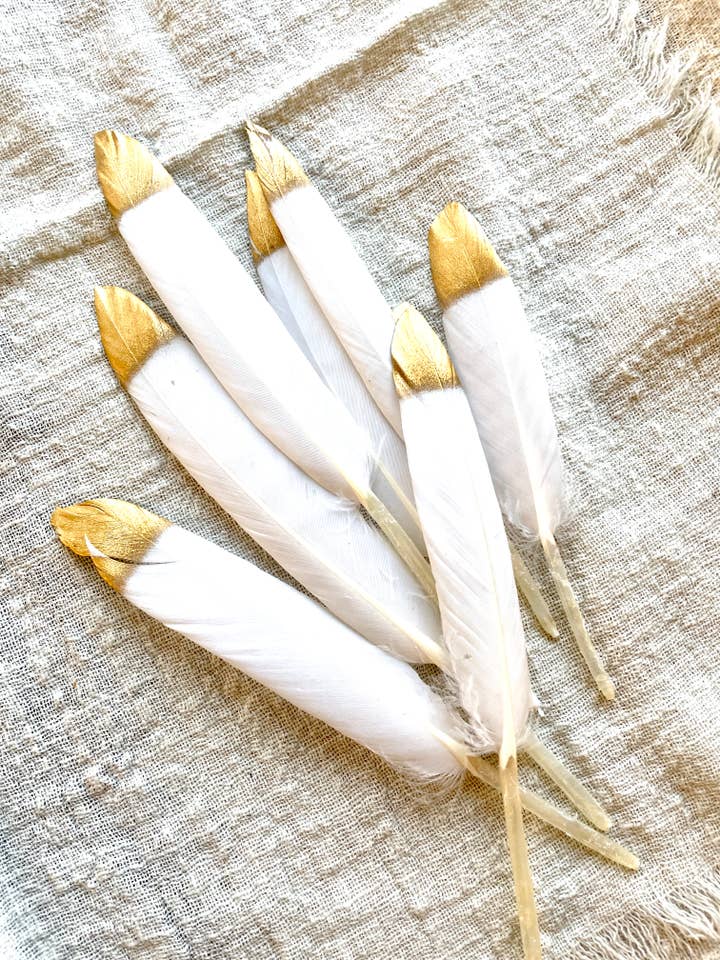 White Gold Tipped Feathers for wholesale by Indie South