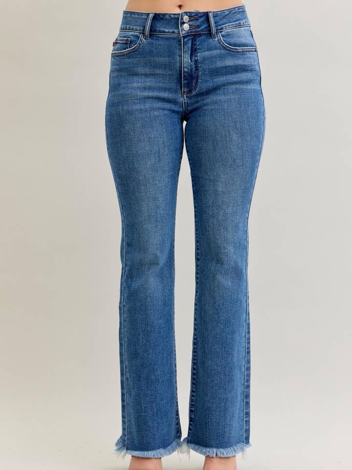MD High Waisted Bootcut Double Button WB & Fray Hem for wholesale on Faire0