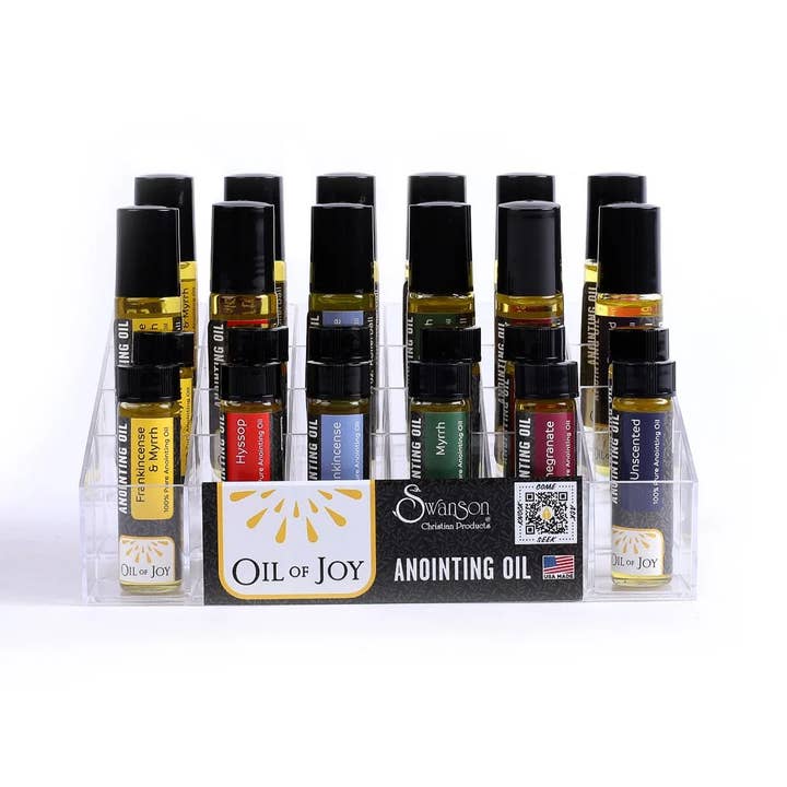 Présentoir à rouleaux à huile d'onction 1/4 oz et 1/3 oz Pk24 pour la vente par Swanson Christian Products