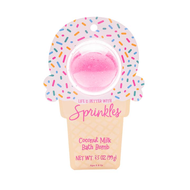 Cait + Co - Wholesale Bath Bomb/Fizz - Life is Better with Sprinkles Ice Cream Clamshell Bath Bomb