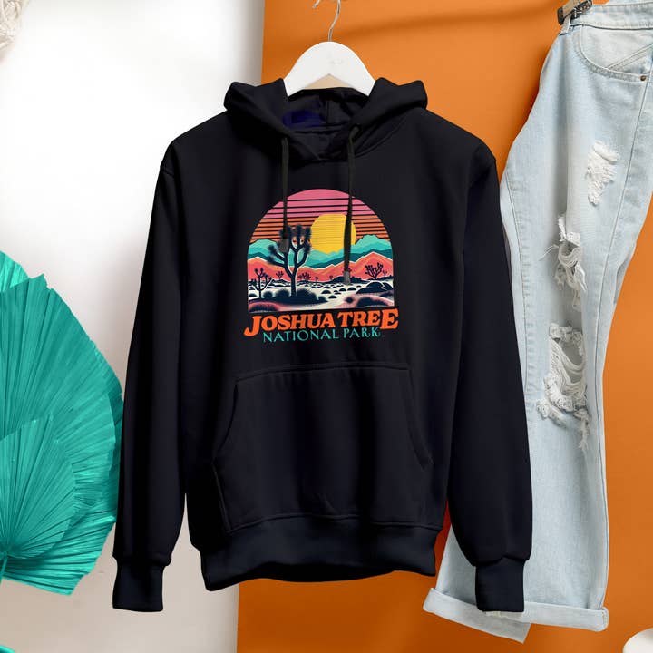 Vivtrek - Wholesale Hoodie - Unisex - Vintage Joshua Tree US National Park Retro Sunset Hoodies