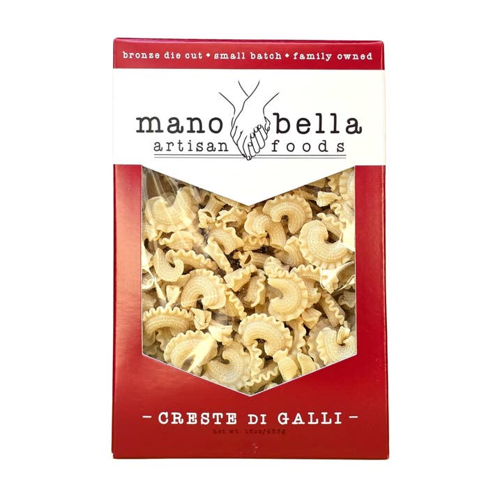 Creste, handwerkliche Hartweizengrießnudeln 16 oz. für den Großhandel von Mano Bella Artisan Foods