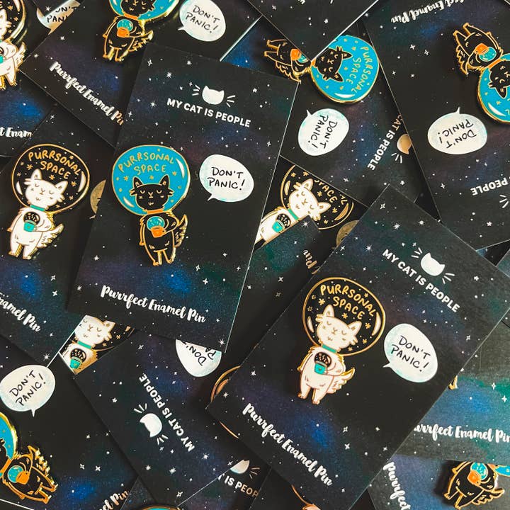 Purrsonal Space (Tea/Coffee) ~ Cat Enamel Pin for wholesale by My Cat Is People