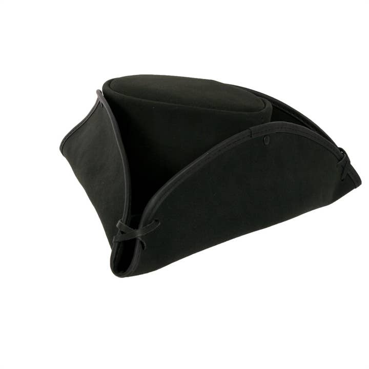 Negro Sombrero Pirata Tricornio de Cuero Genuino - Estilo Barbanegra de venta al por mayor en Faire