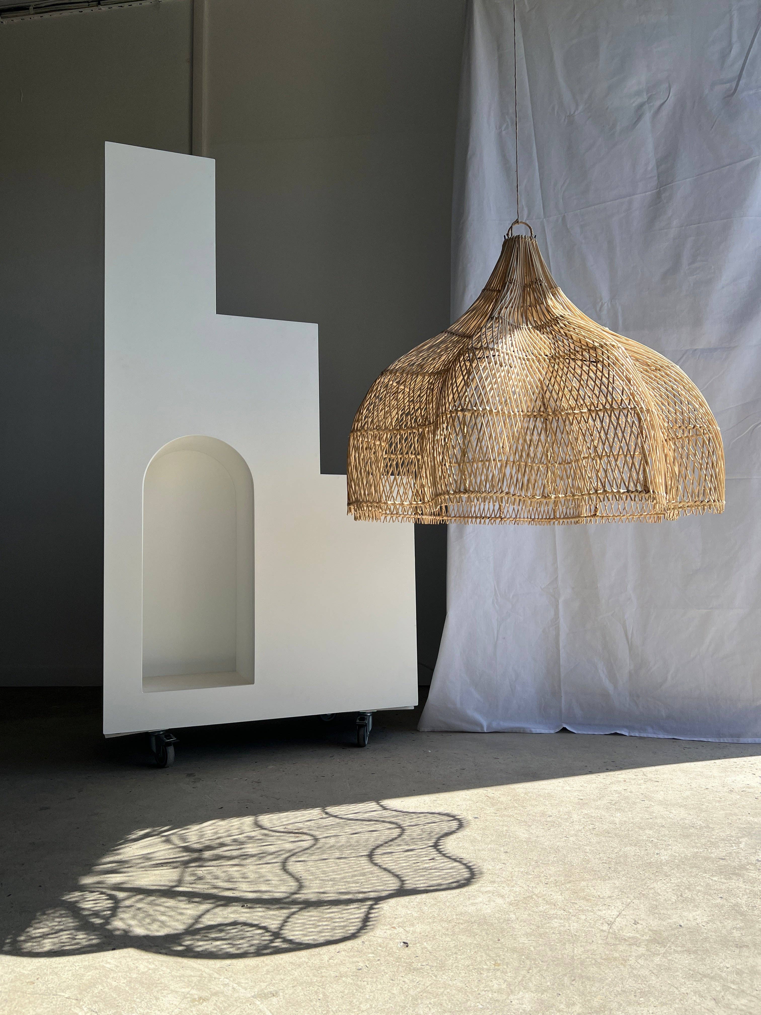 Office Objets - Wholesale Chandelier/Hanging Light - Pendant light, flower-shaped rattan fixture, tulip, corolla H:80cm D80cm28