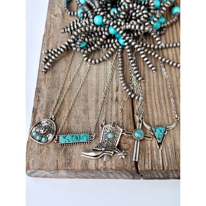 Boho Ranch Shop - Wholesale Pendant/Charm Necklace - 2 Layer Western Style Coquette Bow & Pendant Necklace5