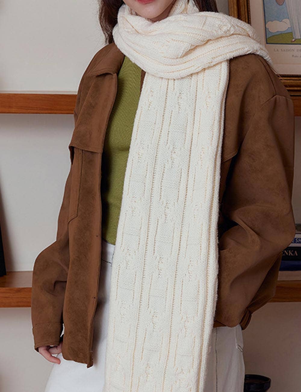 Dipped Shop - Wholesale Scarf - Women's - Vintage Chunky Cable Solid Color Knit Scarf DP25F6121