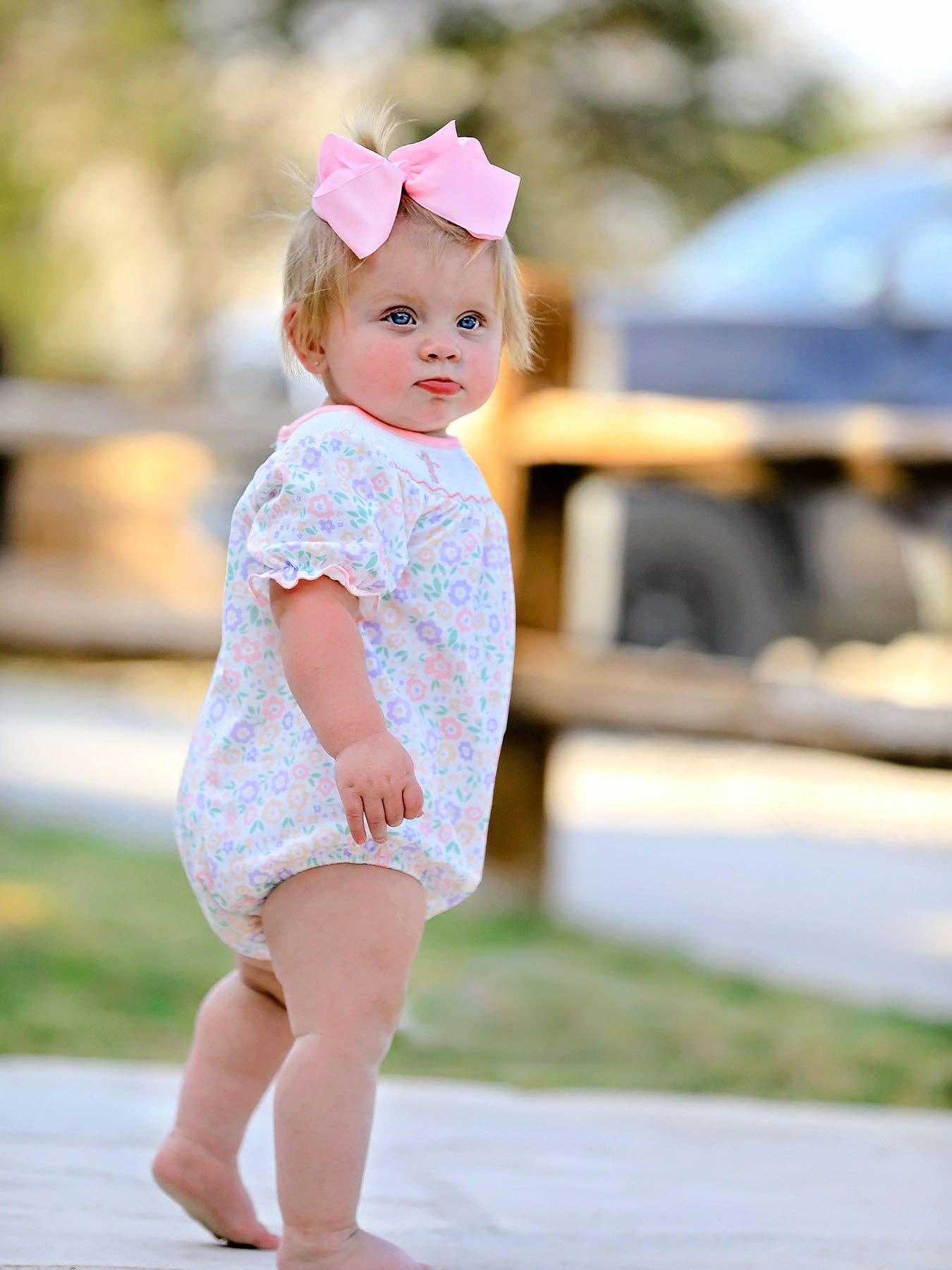 Rylee Faith Designs – wholesale Jumpsuit – Baby – Spring Summer Cross Smocking Embroidery Colorful Romper4