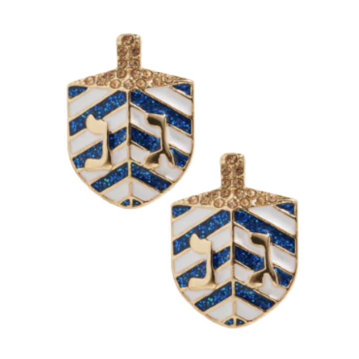 Blue Dreidel Sparkly Studs for wholesale by Full Herizon