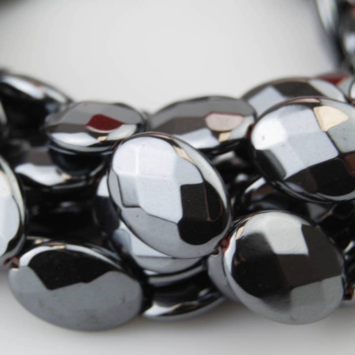 Naturliga hematit fasetterade ovala pärlor 10x14mm 13x18mm 15x20mm 15,5" sträng för wholesale av CRCBEADS