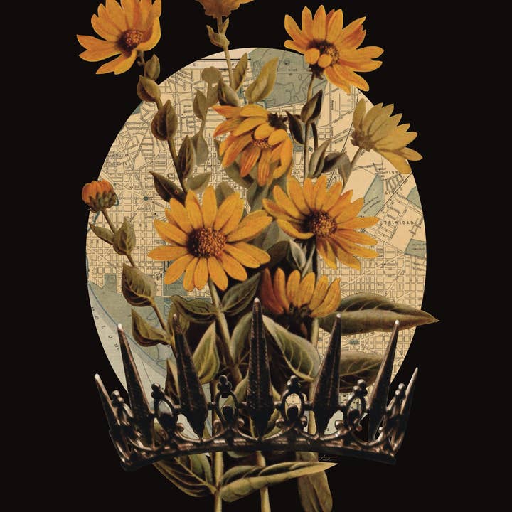 "No Reign, Only Flowers" Fine Art Print | Collage Art, Moody Nature, No AI for wholesale by Amy Teawalt Studio