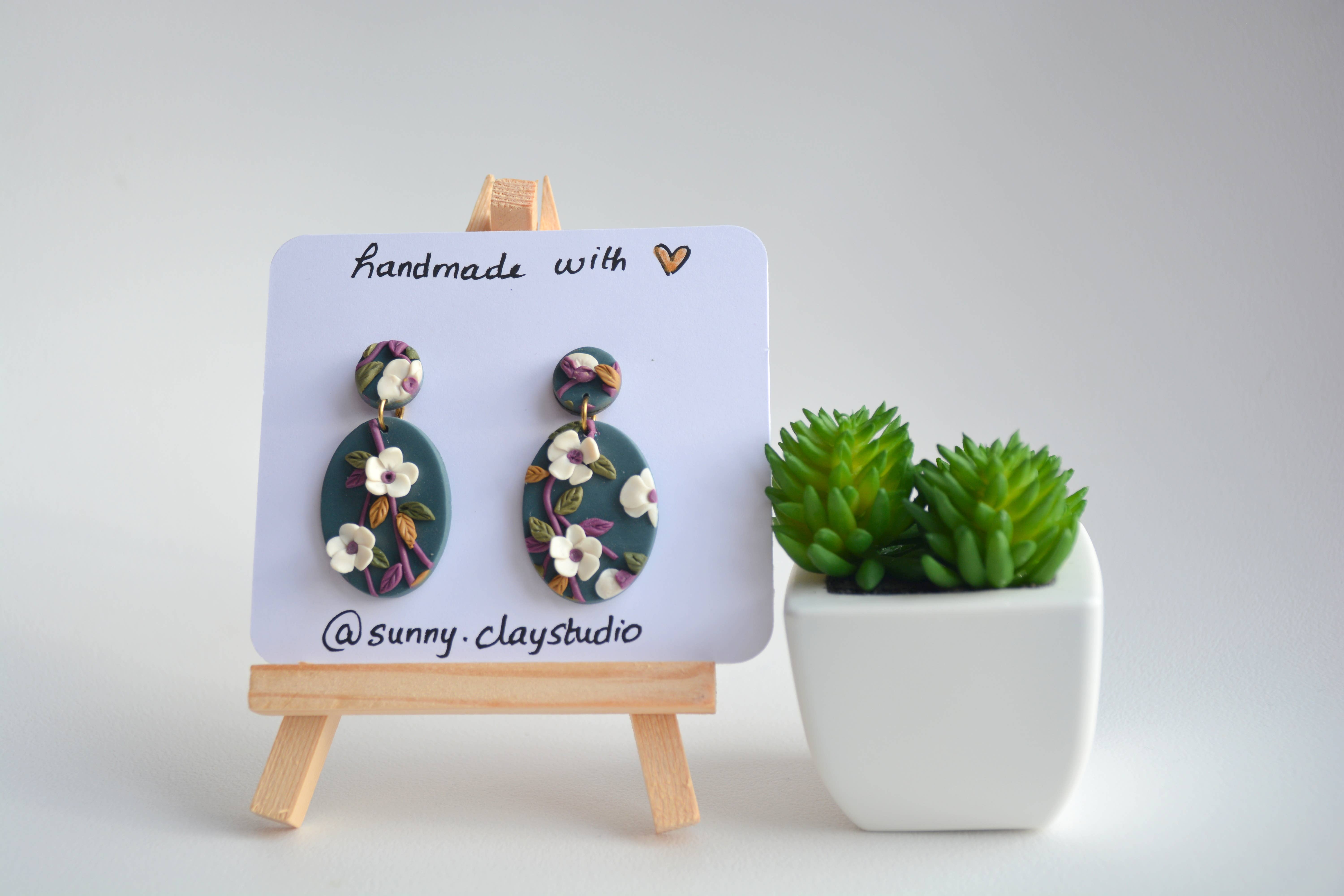 Sunnyclayart - Wholesale Dangle Earrings - Gray Oval Shaped Earrings2