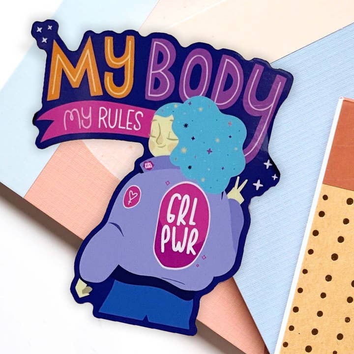 Min kropp mina regler handgjord glansig klistermärke för wholesale av Neha Lee Designs