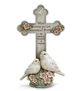Napco - Wholesale Decorative Tabletop Object - Cross w/ Doves, Flowers, Sympathy Item # 12999
