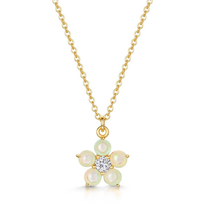 White Opal Daisy Necklace for wholesale by Fervor Montréal