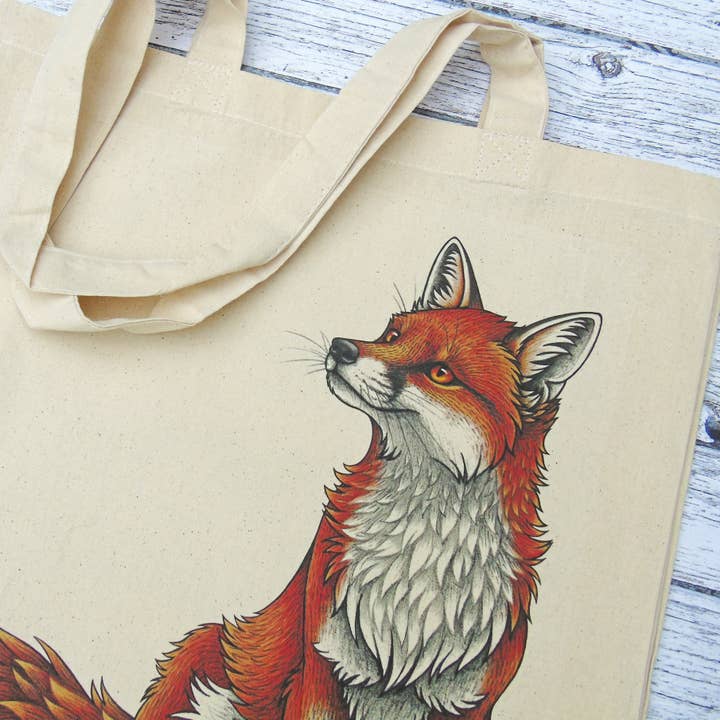 Lyndsey Green Illustration – wholesale Tote bag – Unisex – Red Fox Gusseted Tote Bag1