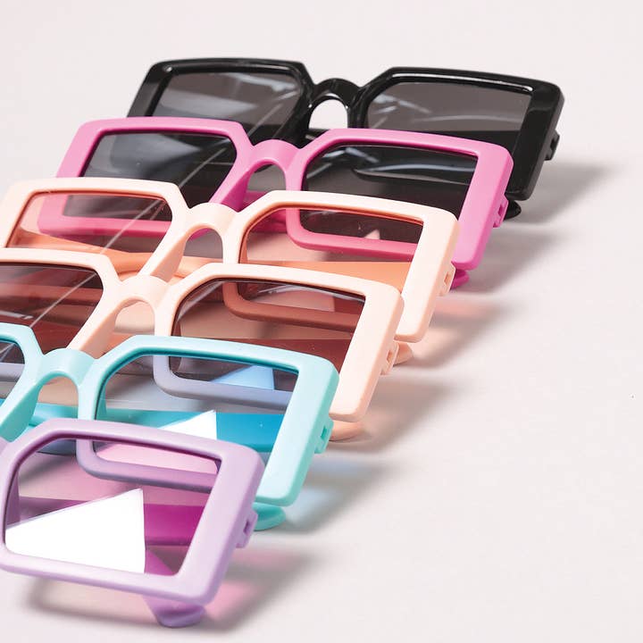 ASSORTED COLORS Kid's Vibrant Rectangle Fashion Sunglasses for wholesale on Faire2