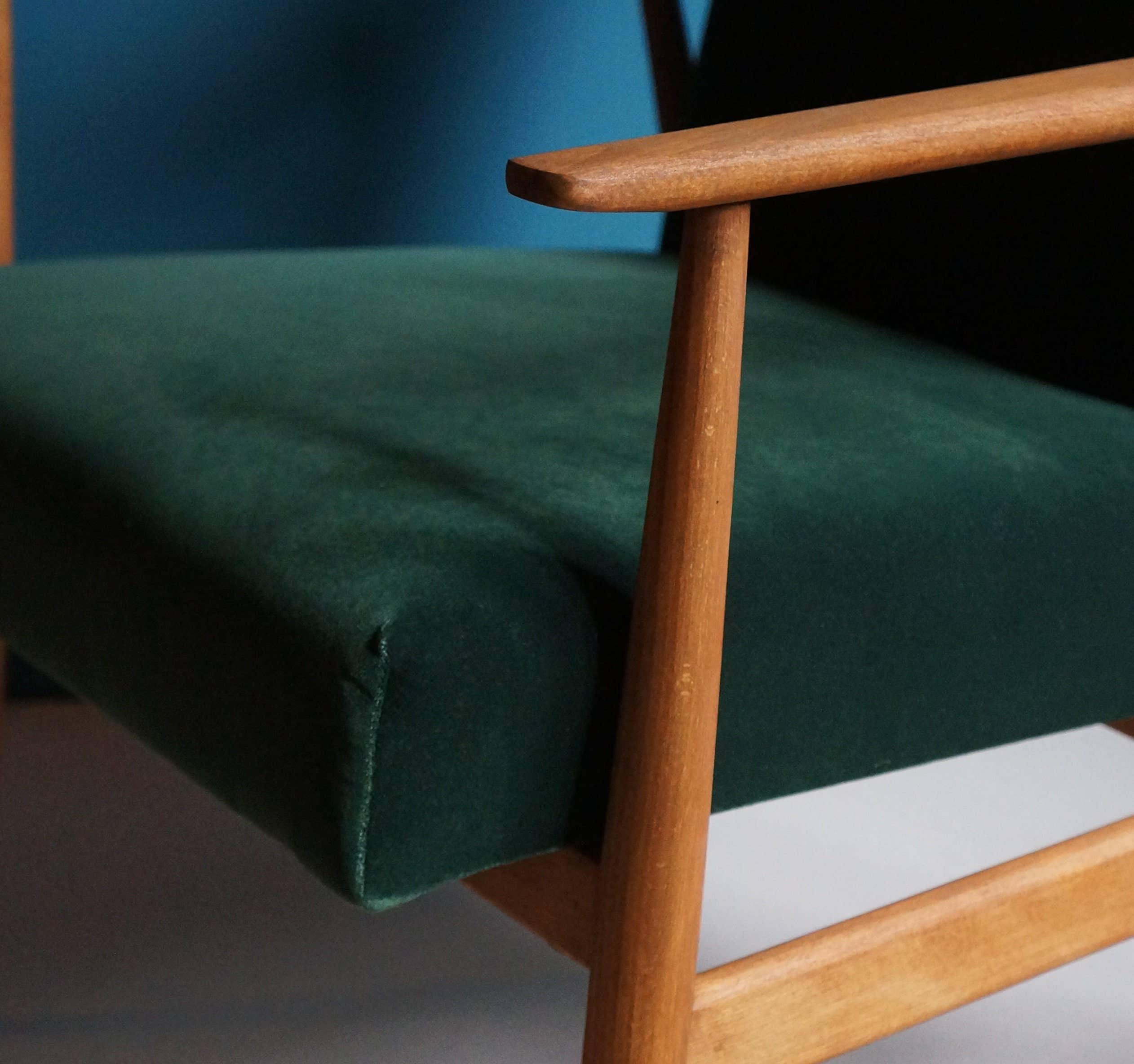 Workshop of Forms - Wholesale Chair - Vintage Armchair From Mid Century, Green Velvet Upholstery,7
