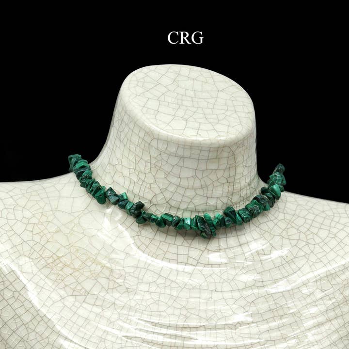 SET OF 4 - Malachite Inspired / 16" Chip Choker Necklace for wholesale by Crystal River Gems LLC