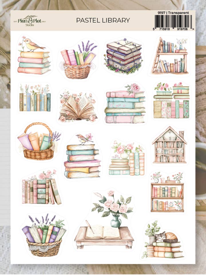 Pastel library | Stickers for wholesale by Plan & Plot Studio