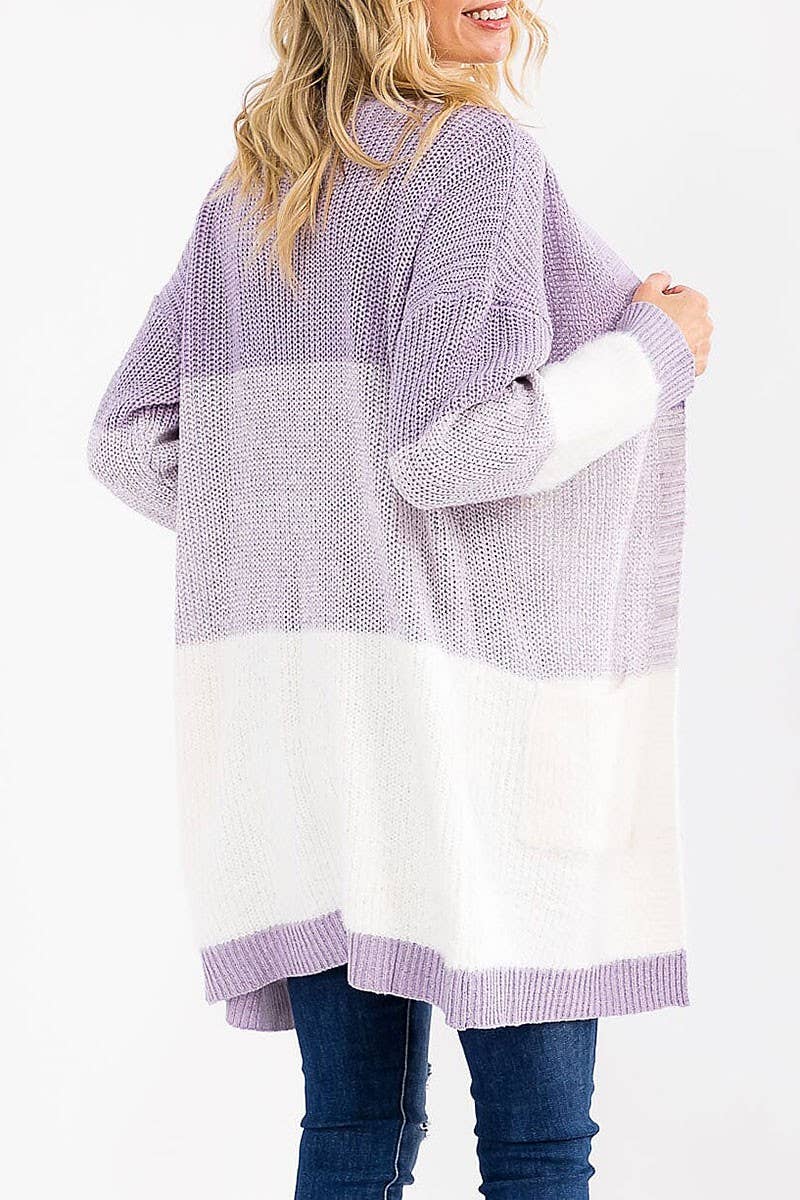 ROUSSEAU - Vendita all'ingrosso Cardigan - Donna - CARDIGAN COLORBLOCK A MANICHE LUNGHE CON TASCHE FRONTALI APERTE9