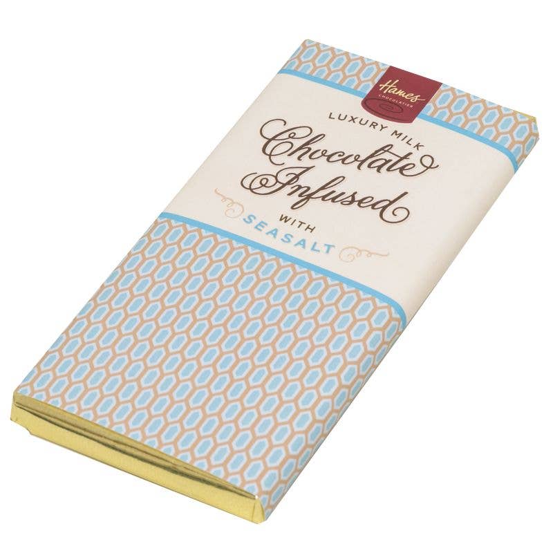 Hames Chocolates – wholesale Chocolate bar – UK ONLY.  Sea Salted Infused Milk Chocolate Bar0