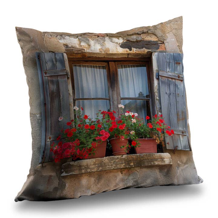 Coussin décoratif "Fleurs sur le rebord" - Insert inclus pour la vente par BEGIN HOME DECOR