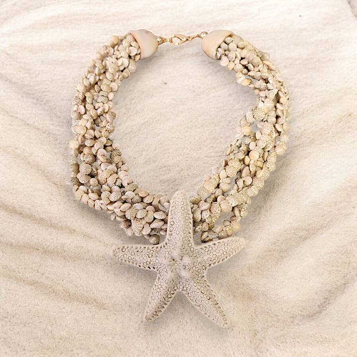 Bijoux Envie Statement Jewelry - Wholesale Pendant/Charm Necklace - Starfish Necklace | Seashell Necklace | Beach Necklace | Tan