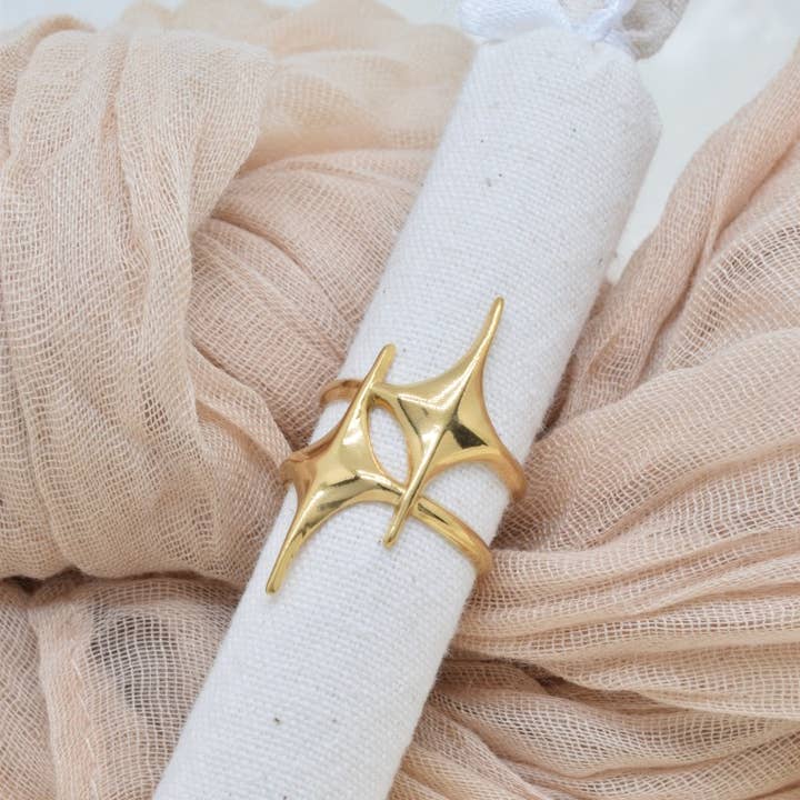 Double star ring in stainless steel - BG310260 for wholesale by Kapyco