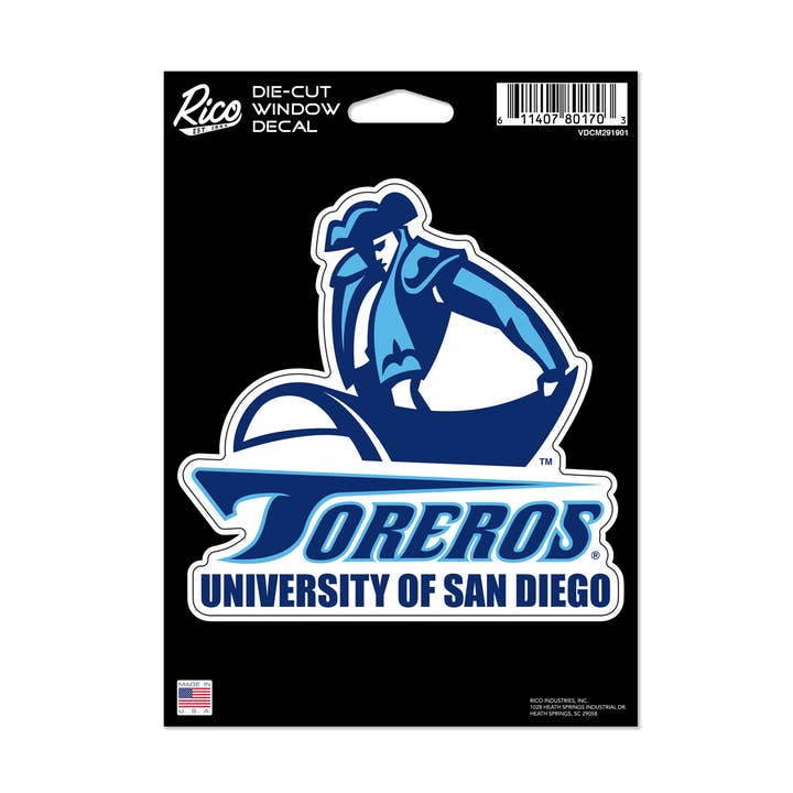 Rico Industries - Wholesale Car Decorative Charm - Unisex - NCAA San Diego Toreros Medium Die Cut Decal0