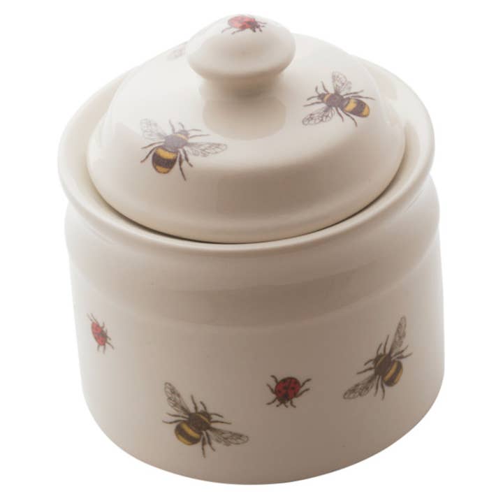 Zuccheriera fatta a mano con ape e coccinella per la vendita all'ingrosso da parte di Ceramic Inspirations