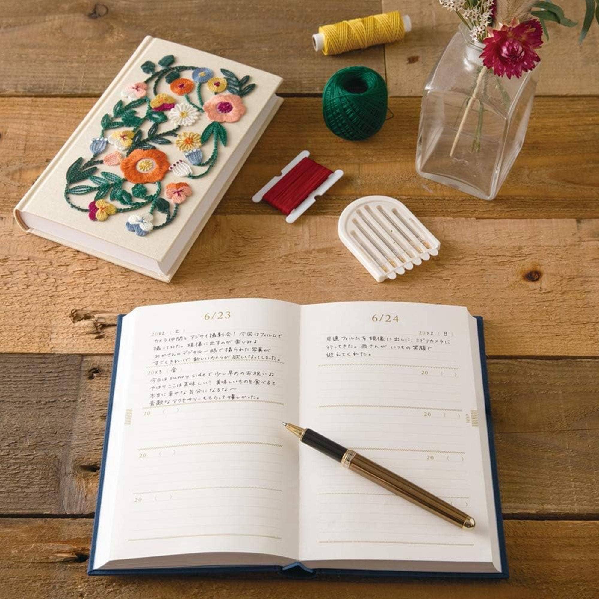 「FUNJI」In Japan - Wholesale Journal/Diary - Midori Embroidered 5-Year Floral Journal | Japanese Gift3