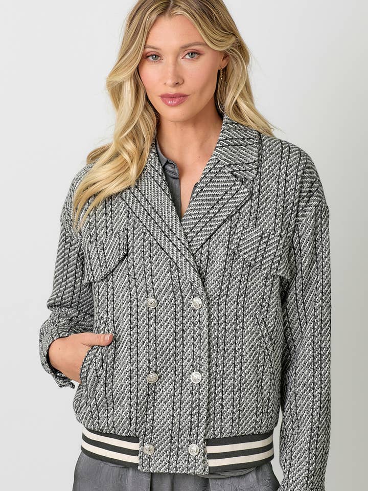 Mystree - Wholesale Bomber Jacket - Women's - 60732 Stripe Bomber Jacket0