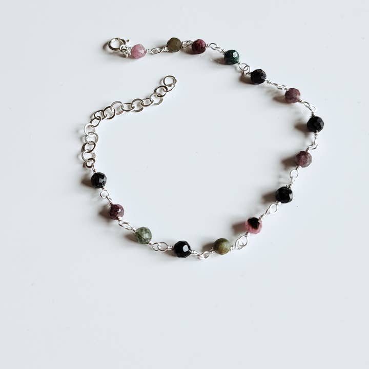 SEQAY - Wholesale Armband met kralen - Multikleurige toermalijnarmband van 925 sterling zilver met kleine stenen6