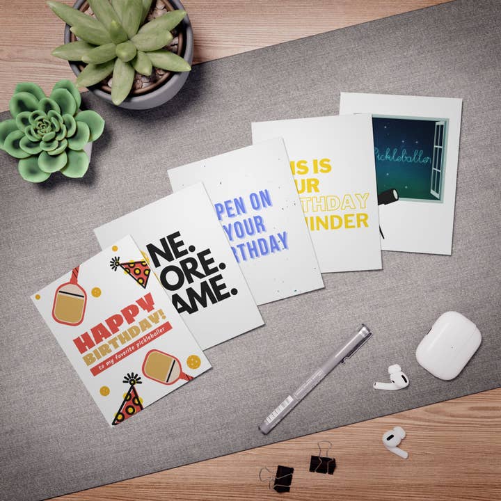 Pickle & Paper - Wholesale Birthday Card - Happy Birthday Pickleball Greeting Card Bundle (Pack of 5)