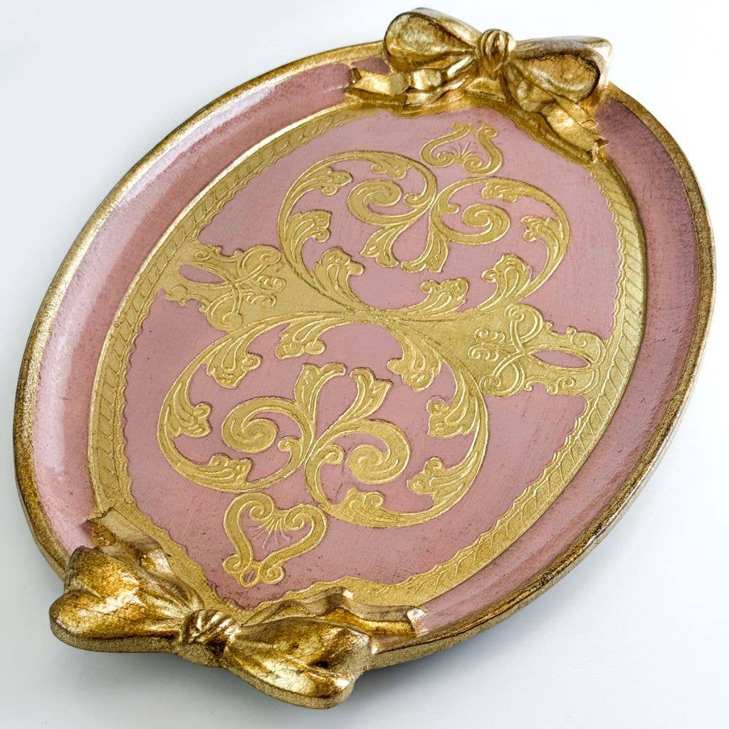 Via Graceffo - Wholesale Decorative Tray - Florentine Carved Oval Bow Tray, Made in Italy5