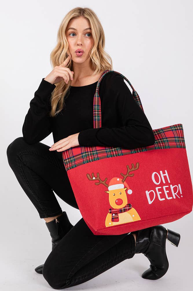 Hana – wholesale Tote bag – Women's – OH DEER Reindeer Christmas Holiday Tote Bag4
