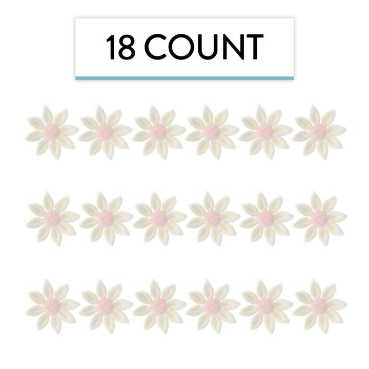 Global Sugar Art - Wholesale Cake/cupcake topper - Edible Daisy Cake Decorations, White and Pink Sugar Flowers, Unwired 1 Inch, Daisy Cupcake Toppers, Edible Flowers Cake Decorations by Chef Alan Tetreault, Global Sugar Art2
