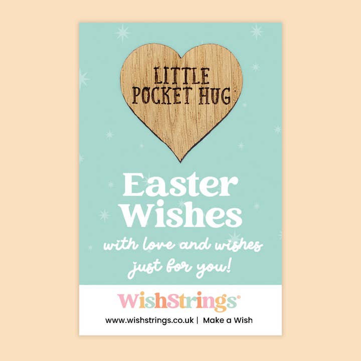 Easter Wishes - Oak Pocket Hug Token | J271 for wholesale by WishStrings