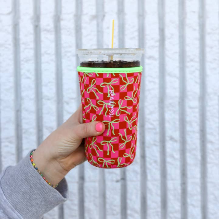 CHECKERBOARD BOWS drink sleeve for wholesale by Heart & Sol Design