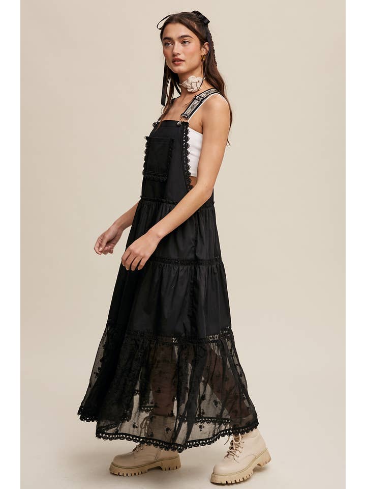 Sheer Trend - Wholesale Dress - Women's - Laced and Tiered Romanctic Overall Maxi Dress